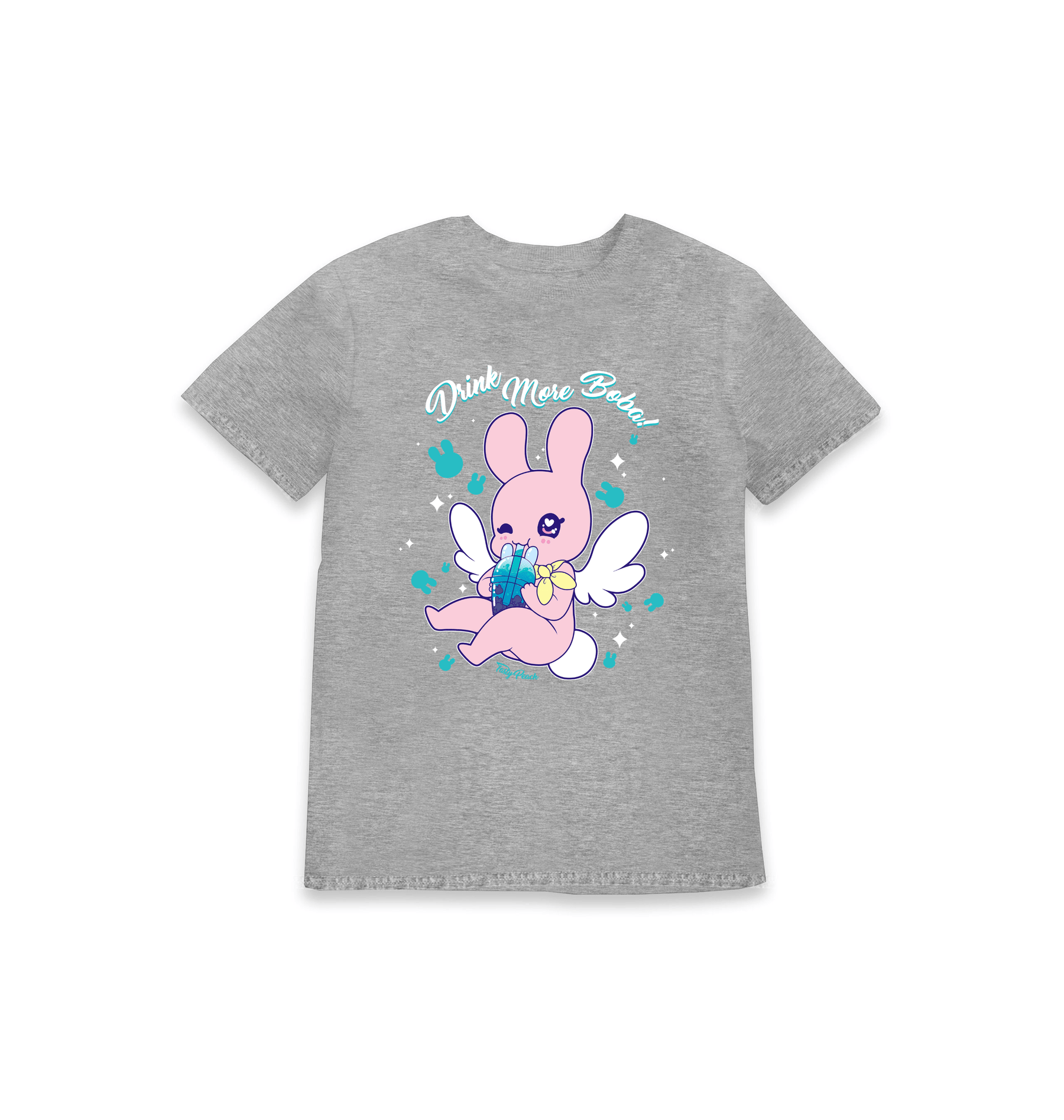 Grey Marl Printed Kids T-Shirt Front