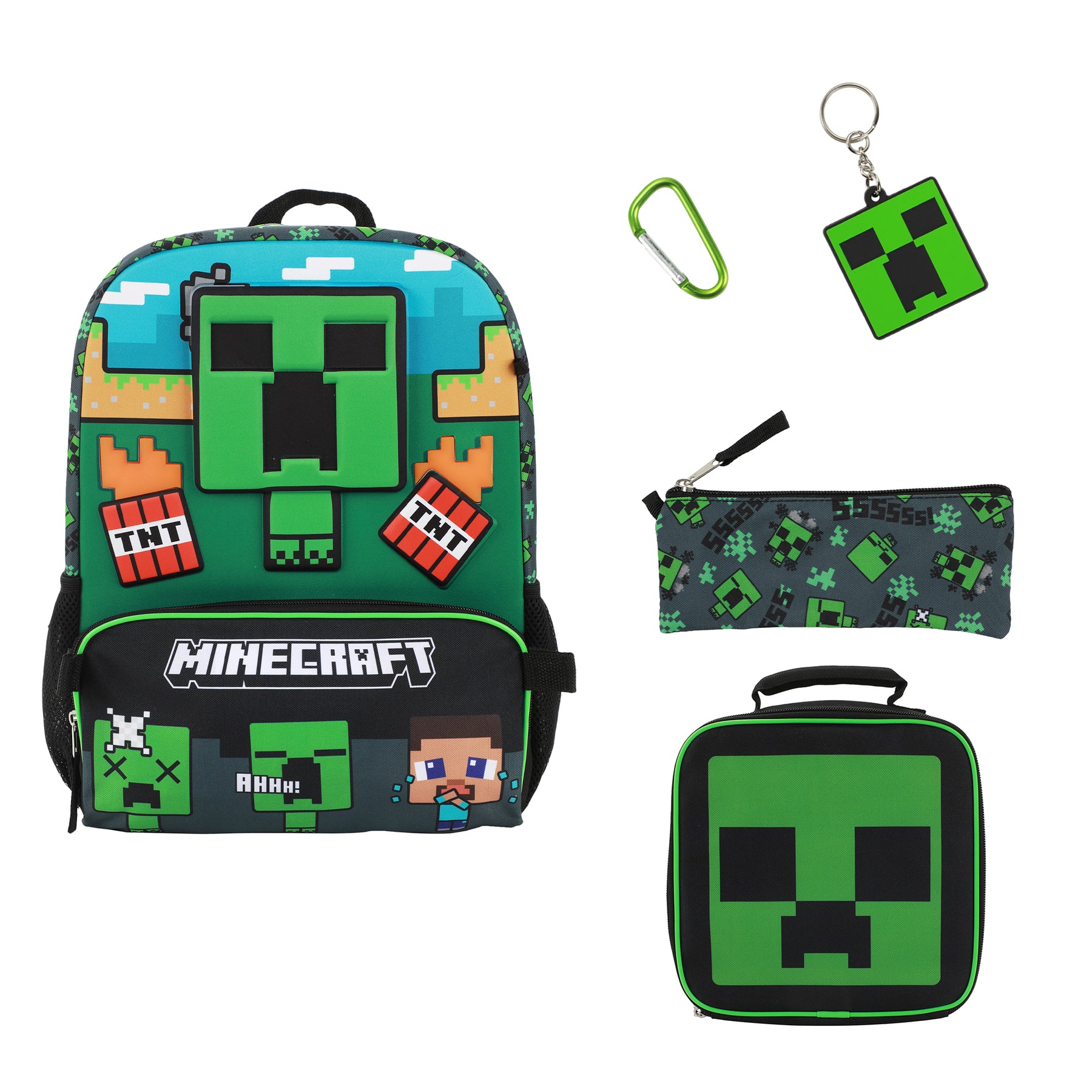 Minecraft Creeper 5 pc Youth Backpack Set