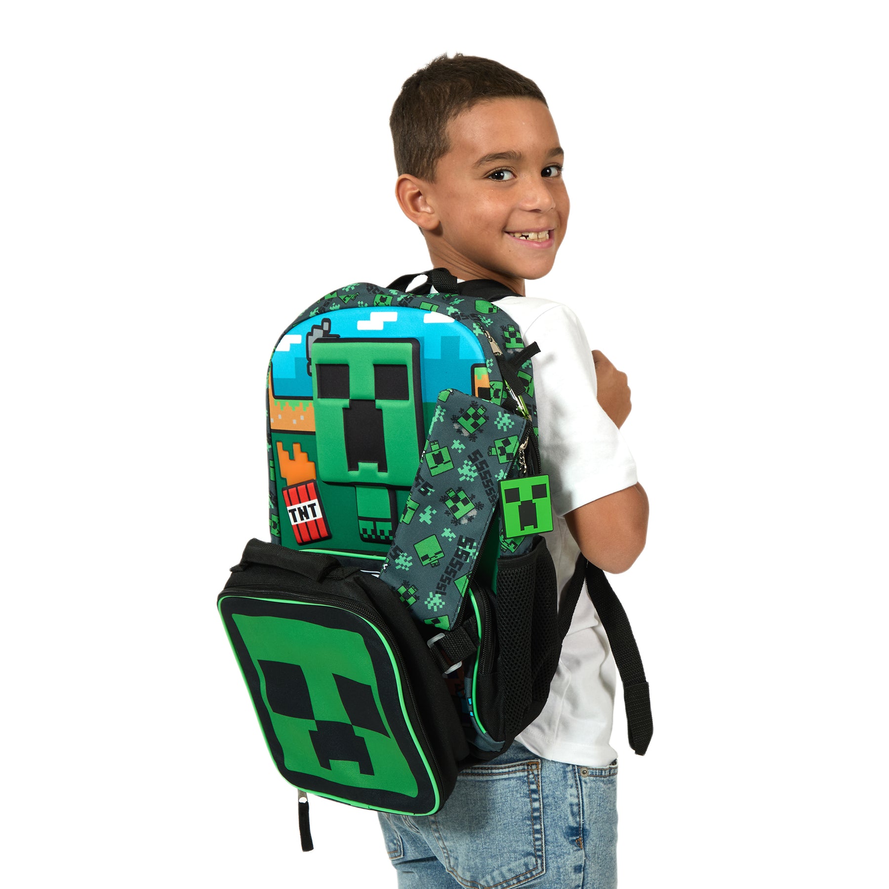 Minecraft Creeper 5 pc Youth Backpack Set