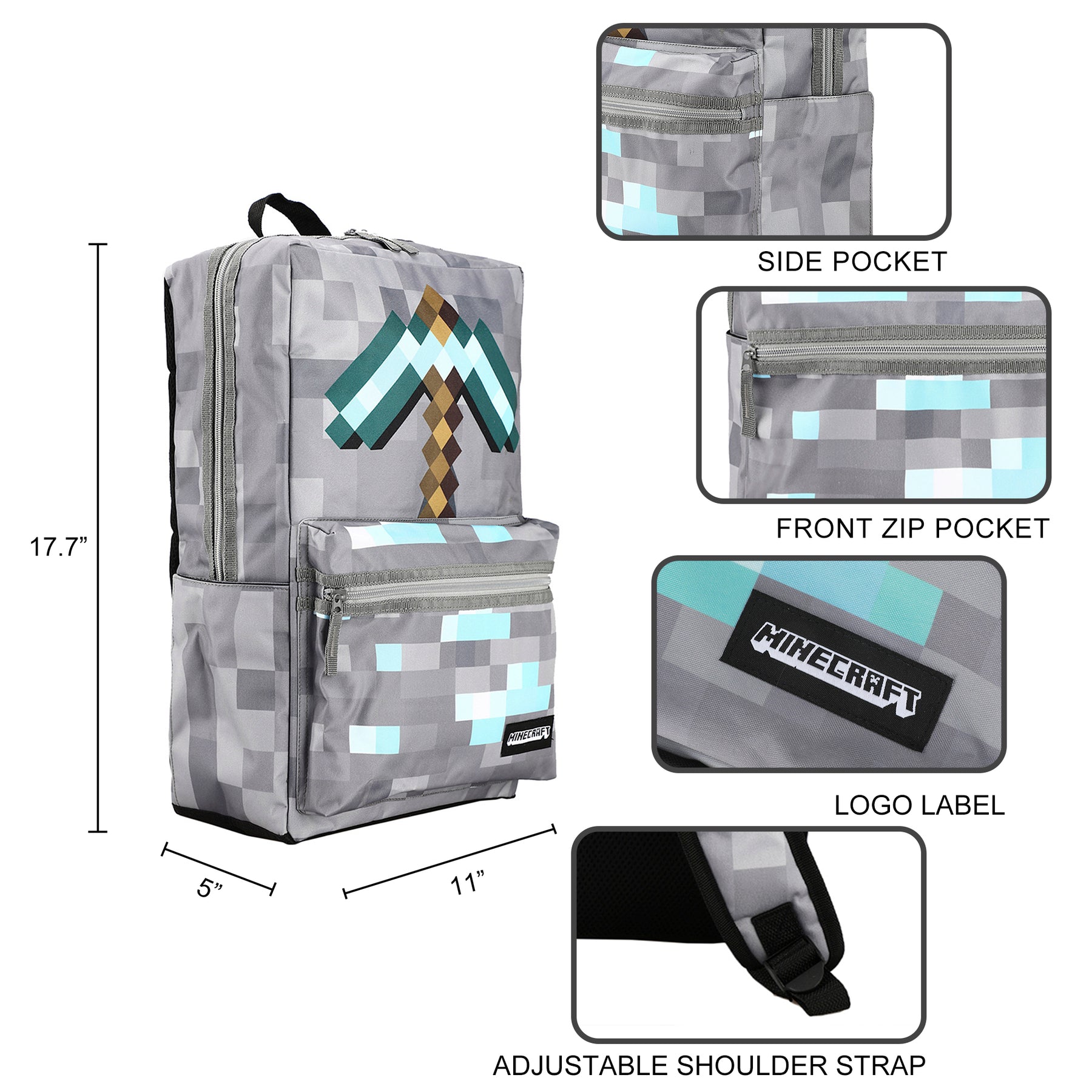 Minecraft Box Backpack with Axe Laptop