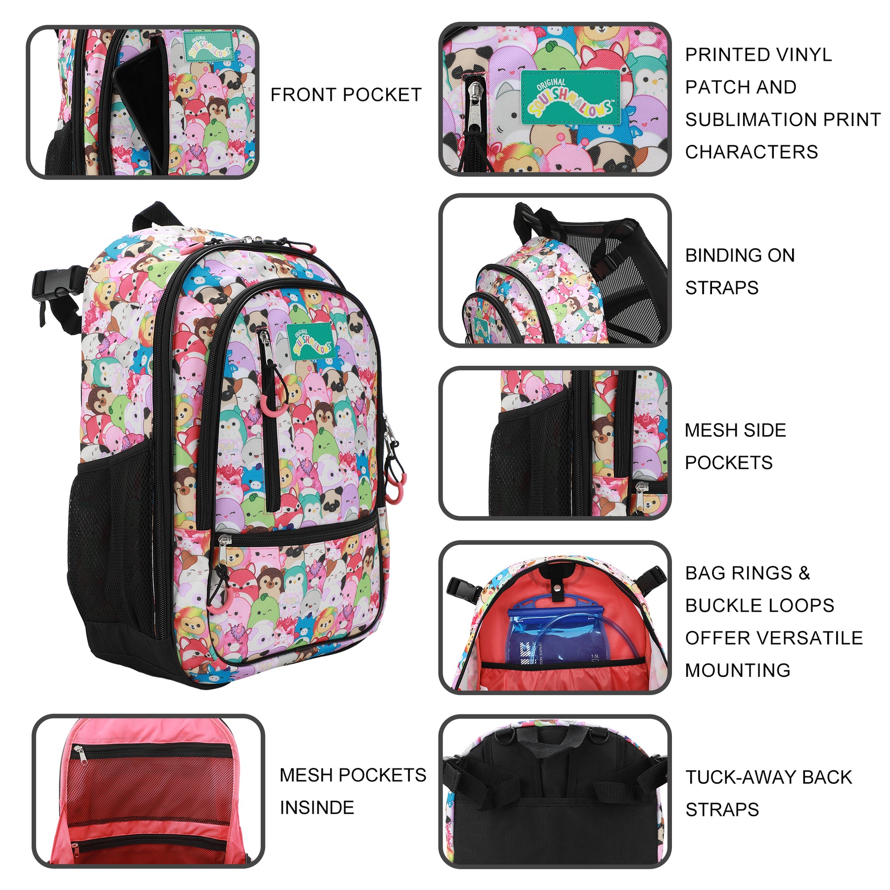 Squishmallows AOP Adaptive Youth Backpack