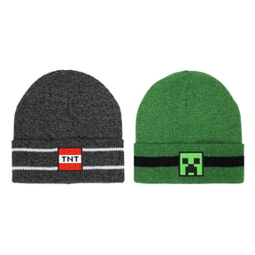 Minecraft 2 Pack Knitted Stripe Cuff Kids Beanies