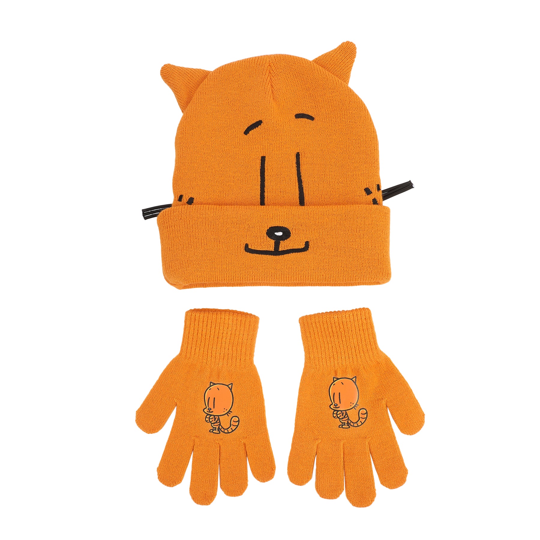 Dog Man Petey the Cat Youth Beanie & Gloves Set with 3D Ears & Whiskers