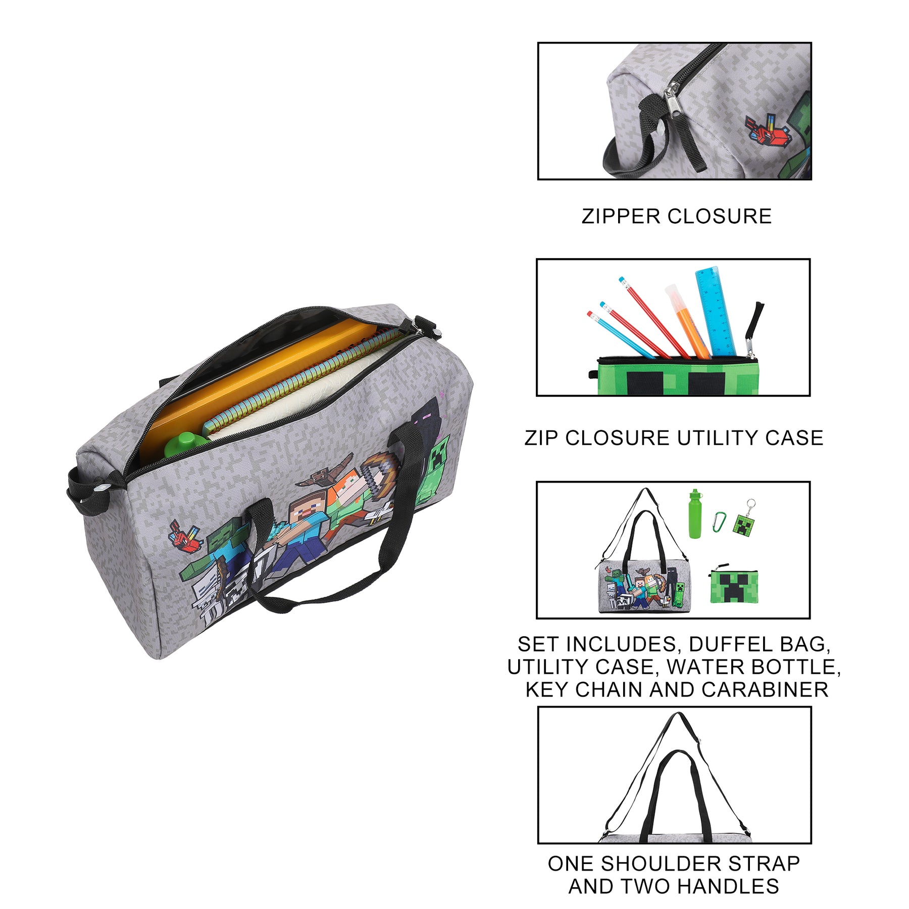 Minecraft Monster Battle 5-Piece Duffel Bag Set