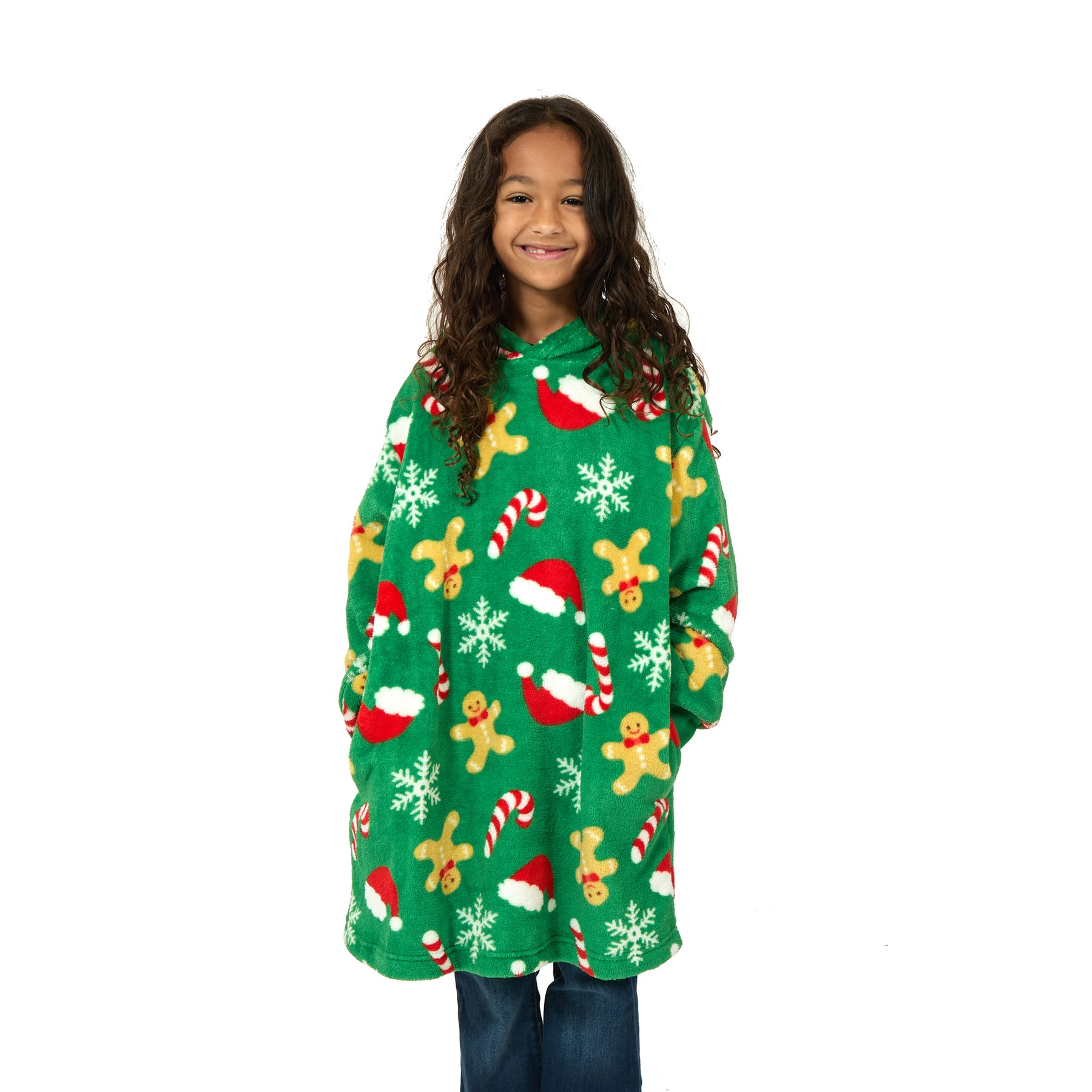 Bioworld Green Fleece Christmas Gingerbread Kids Snoodie