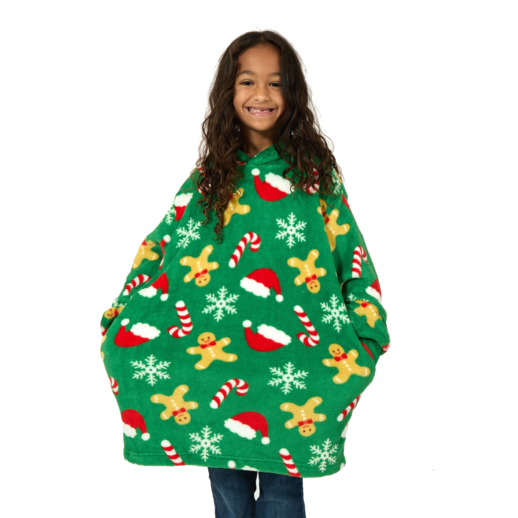 Bioworld Green Fleece Christmas Gingerbread Kids Snoodie