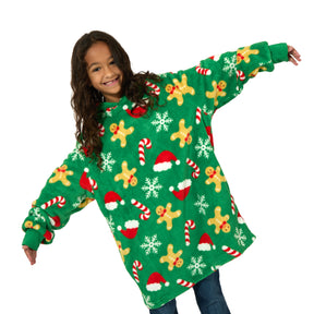 Bioworld Green Fleece Christmas Gingerbread Kids Snoodie