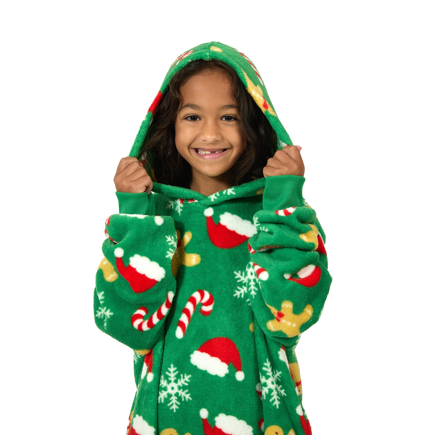 Bioworld Green Fleece Christmas Gingerbread Kids Snoodie