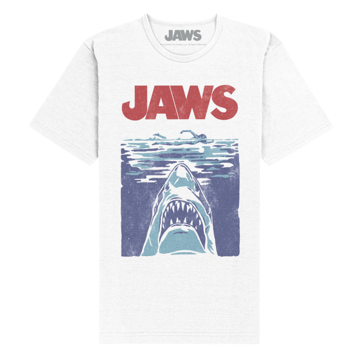 Jaws - Shark Distressed White T-Shirt
