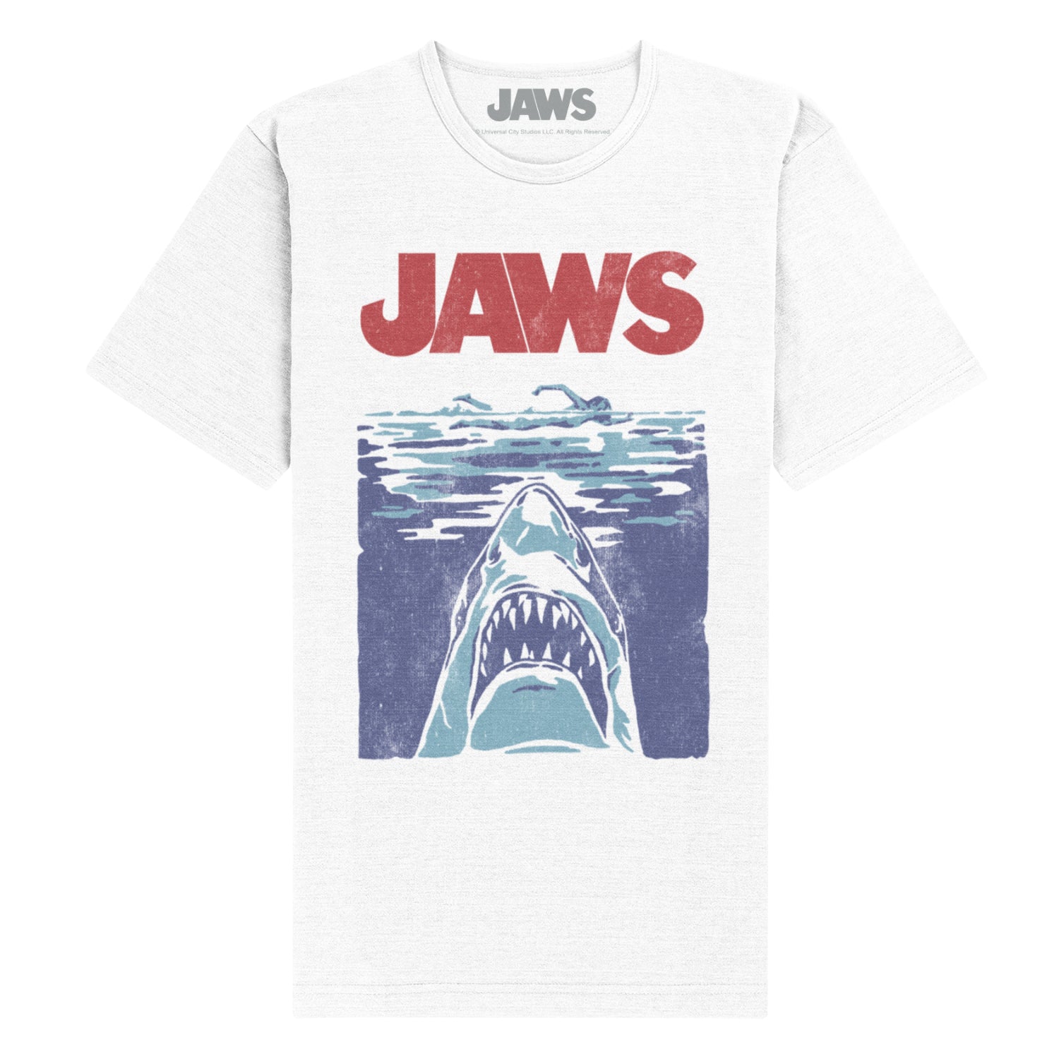 Jaws - Shark Distressed White T-Shirt