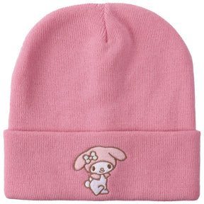 My Melody Embroidered Character Art Pink Cuff Beanie