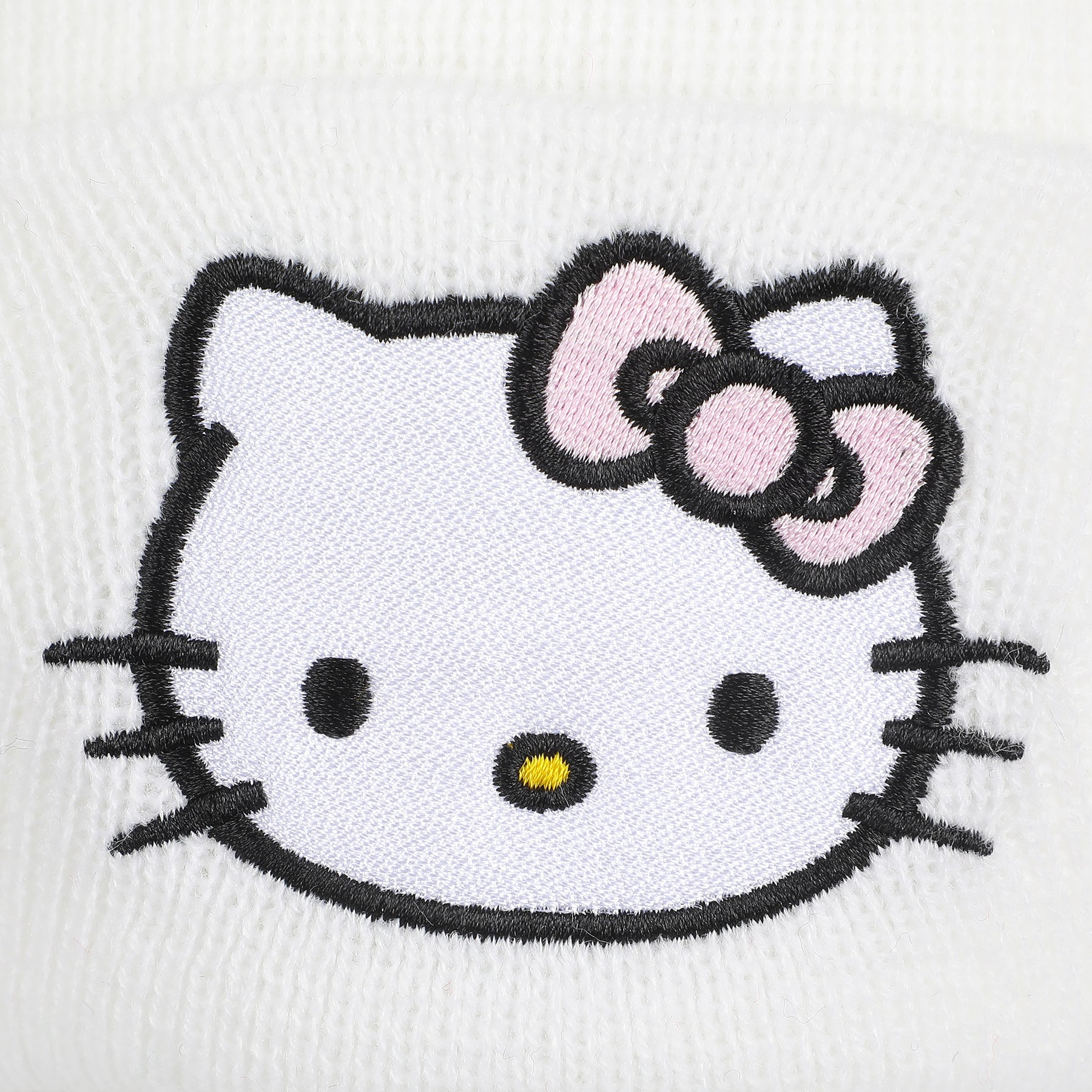 Hello Kitty Embroidered Cuff Beanie - White