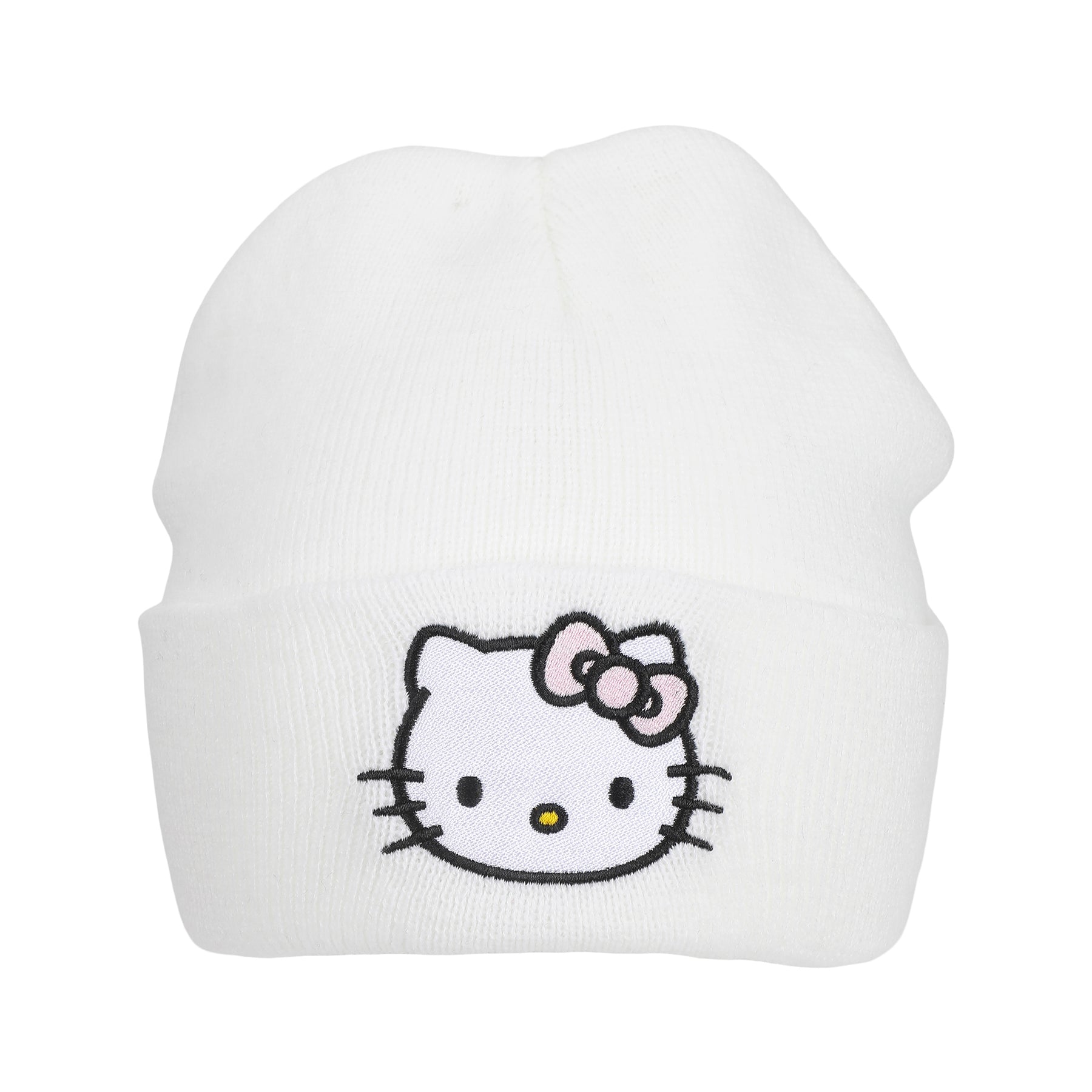 Hello Kitty Embroidered Cuff Beanie - White