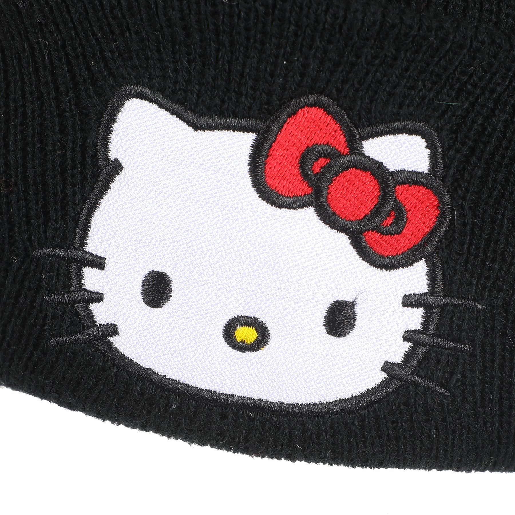 Hello Kitty Embroidered Cuff Beanie - Black