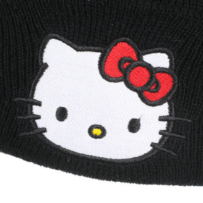 Hello Kitty Embroidered Cuff Beanie - Black