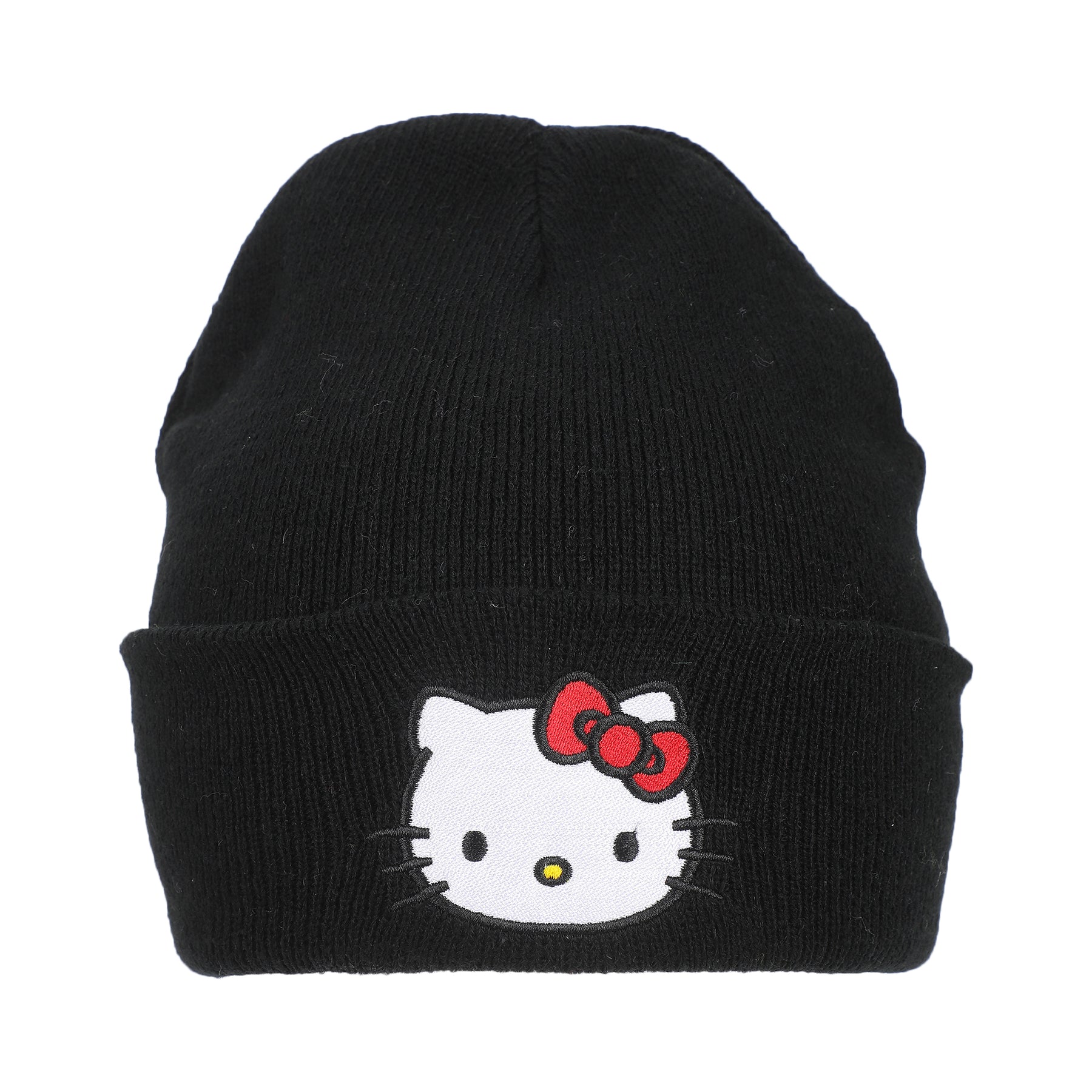 Hello Kitty Embroidered Cuff Beanie - Black