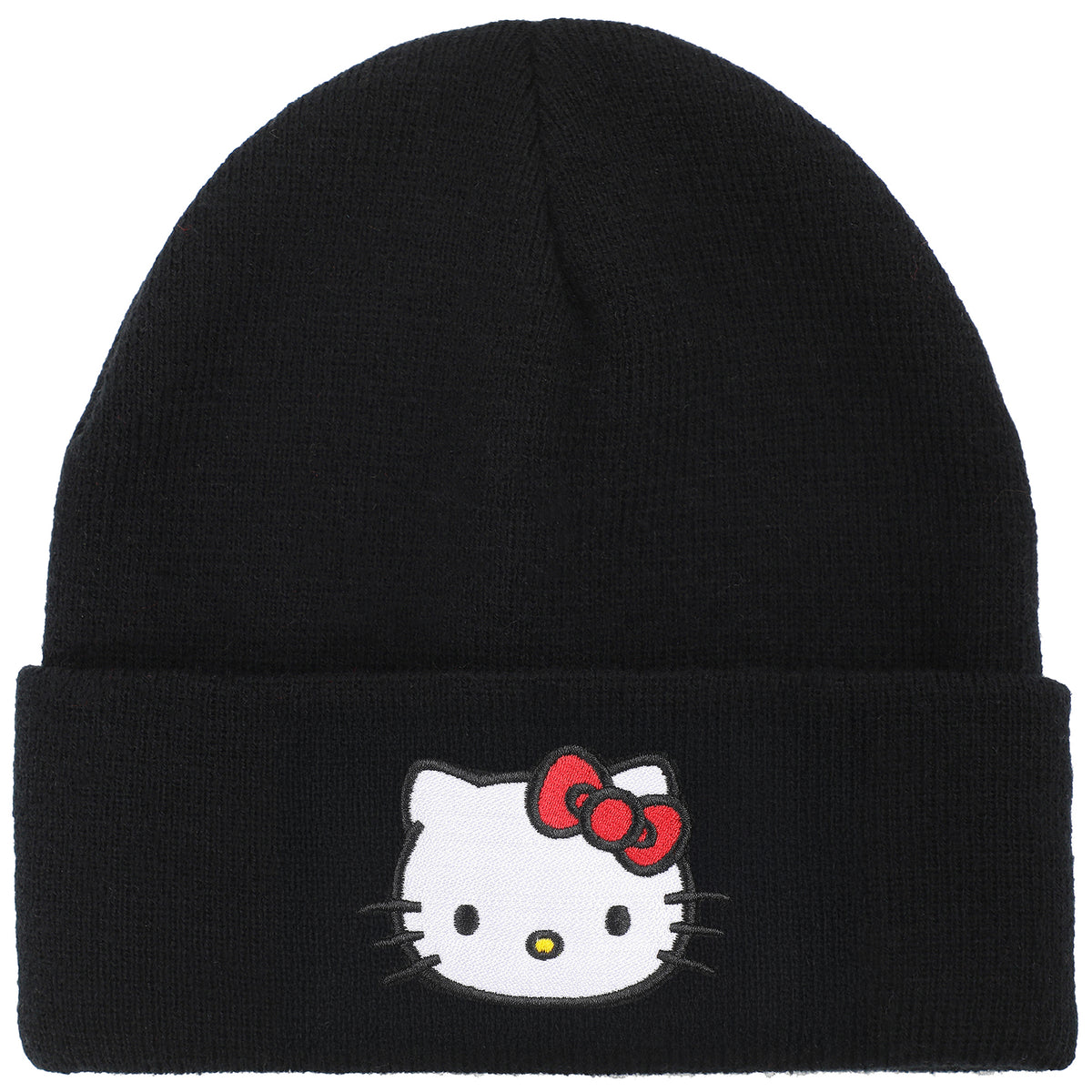 Hello Kitty Embroidered Cuff Beanie - Black
