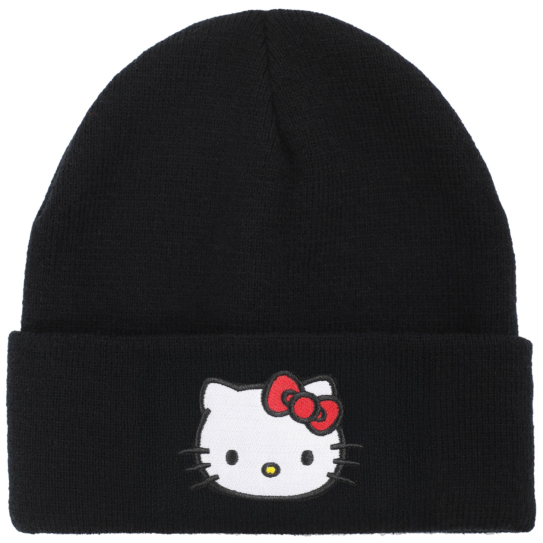 Hello Kitty Embroidered Cuff Beanie - Black