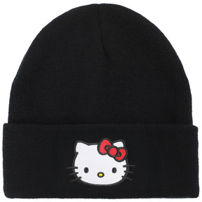 Hello Kitty Embroidered Cuff Beanie - Black