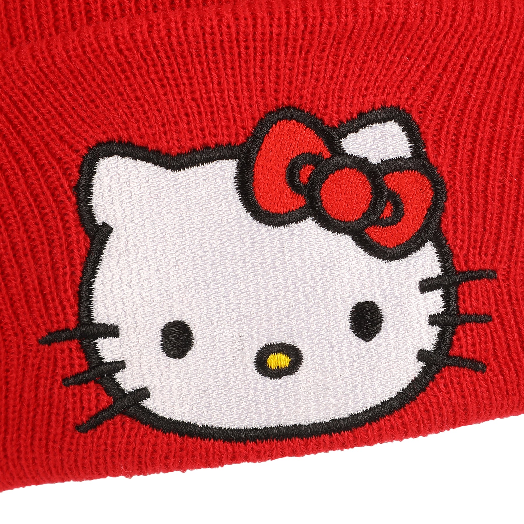 Hello Kitty Embroidered Cuff Beanie - Red