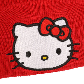 Hello Kitty Embroidered Cuff Beanie - Red