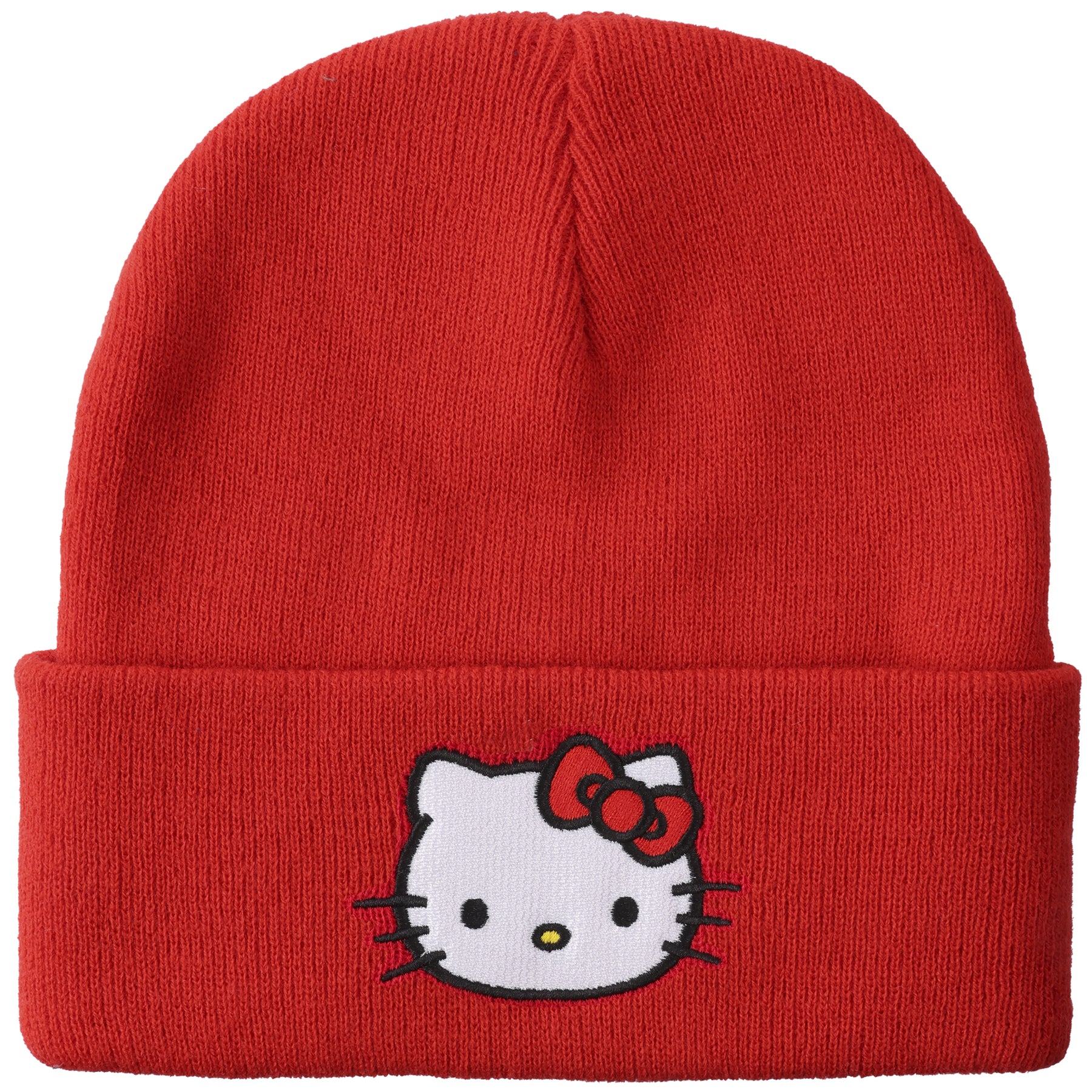 Hello Kitty Embroidered Cuff Beanie - Red