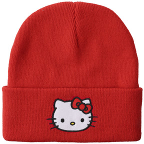 Hello Kitty Embroidered Cuff Beanie - Red