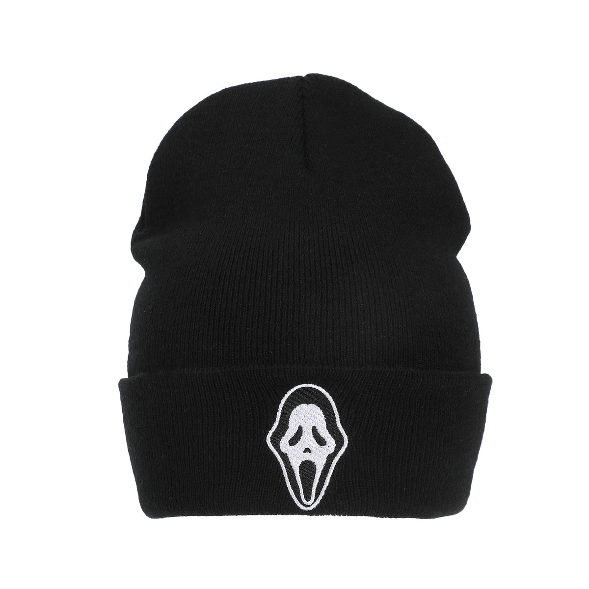 Ghostface Embroidered Face Logo On Black  Cuff Beanie