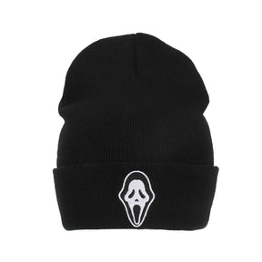 Ghostface Embroidered Face Logo On Black  Cuff Beanie