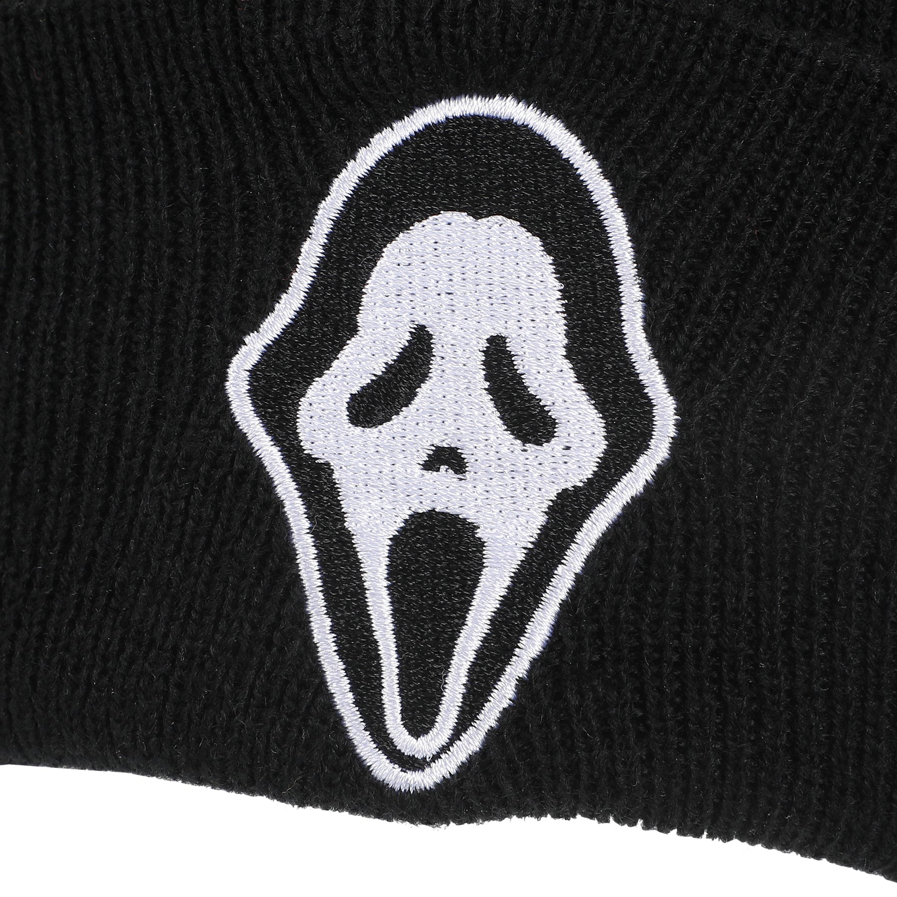 Ghostface Embroidered Face Logo On Black  Cuff Beanie