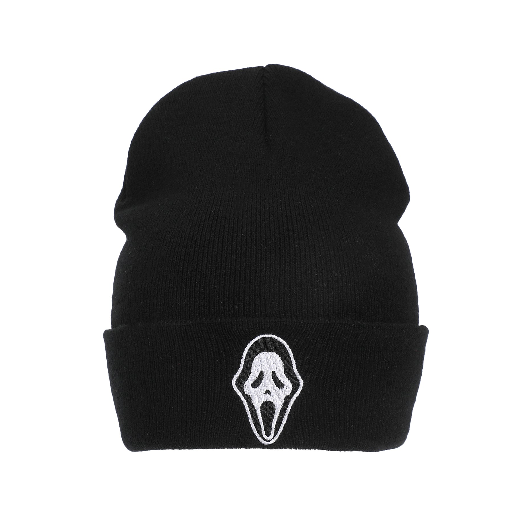 Ghostface Embroidered Face Logo On Black  Cuff Beanie
