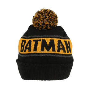Batman Logo & Name Text Black Cuff Beanie