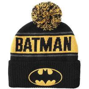 Batman Logo & Name Text Black Cuff Beanie