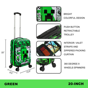 Minecraft 20inch Big Face Hard Side Travel luggage
