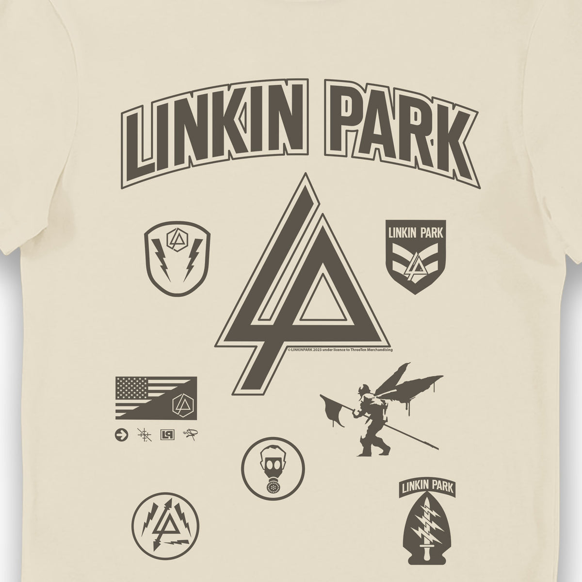 Linkin Park Patches Adults T-Shirt Oatmeal