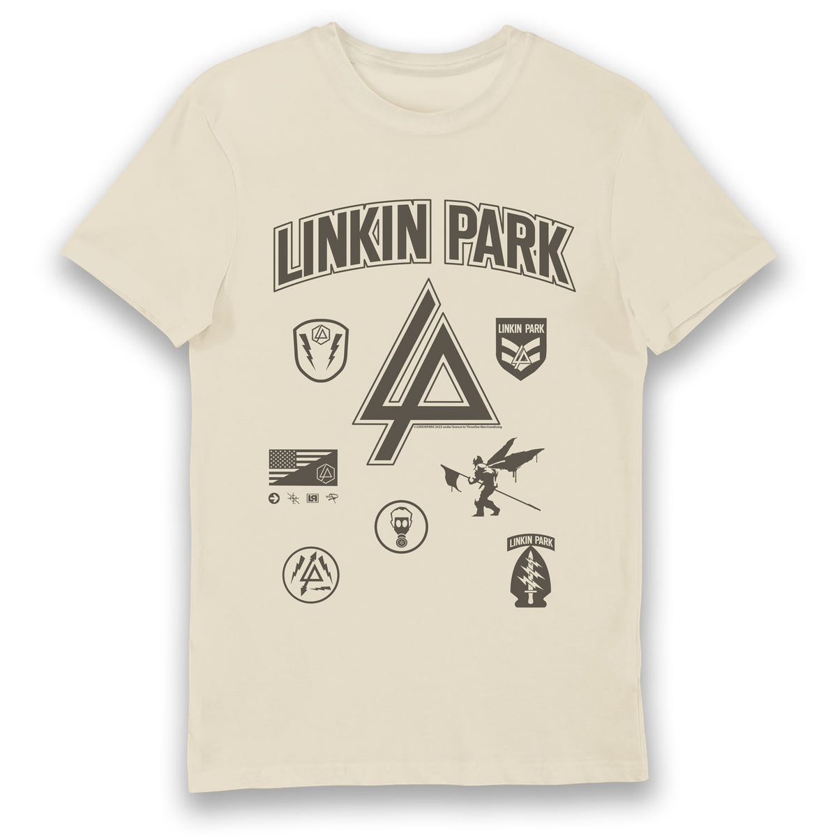 Linkin Park Patches Adults T-Shirt Oatmeal