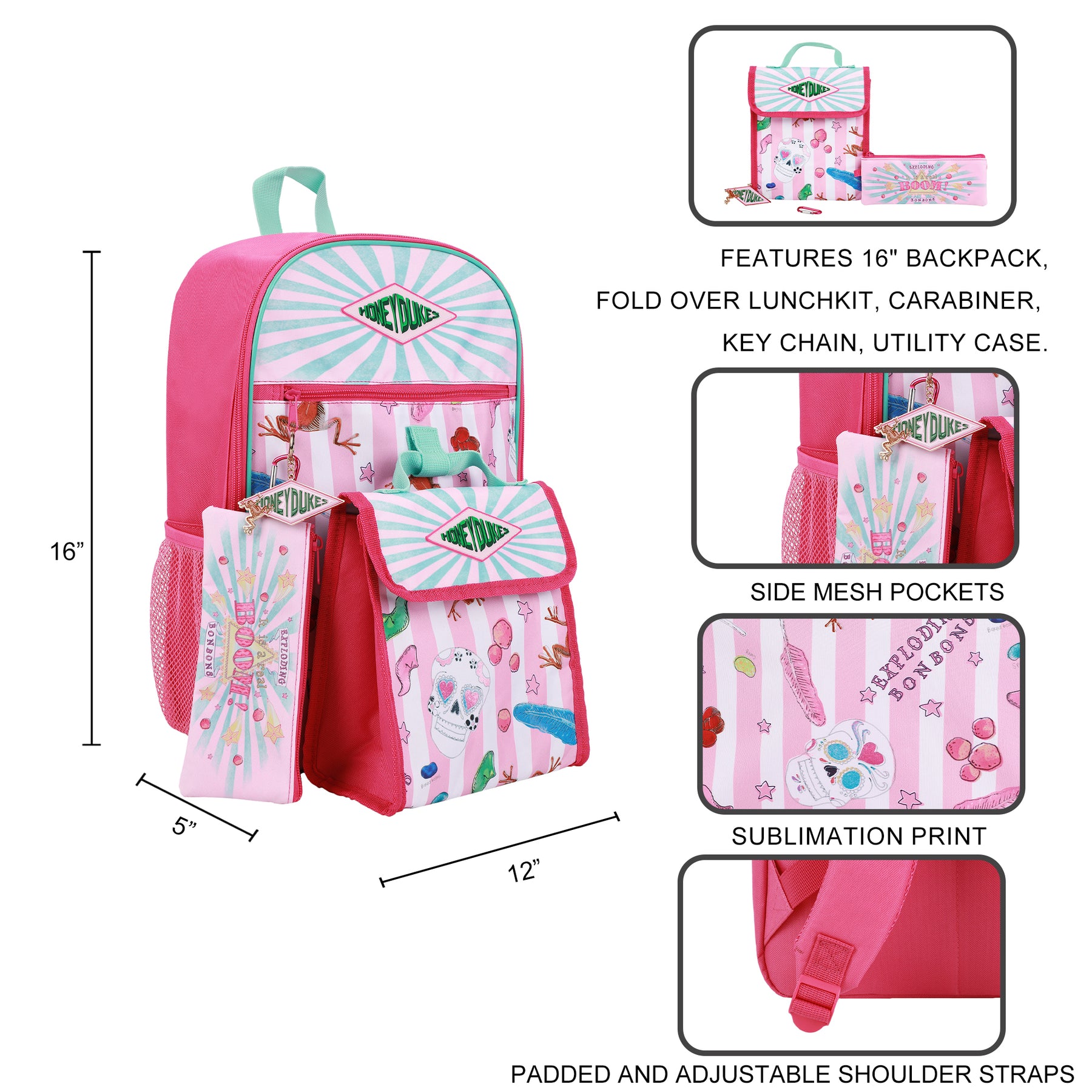 Harry Potter Honeydukes Backpack 5pc Pink Set