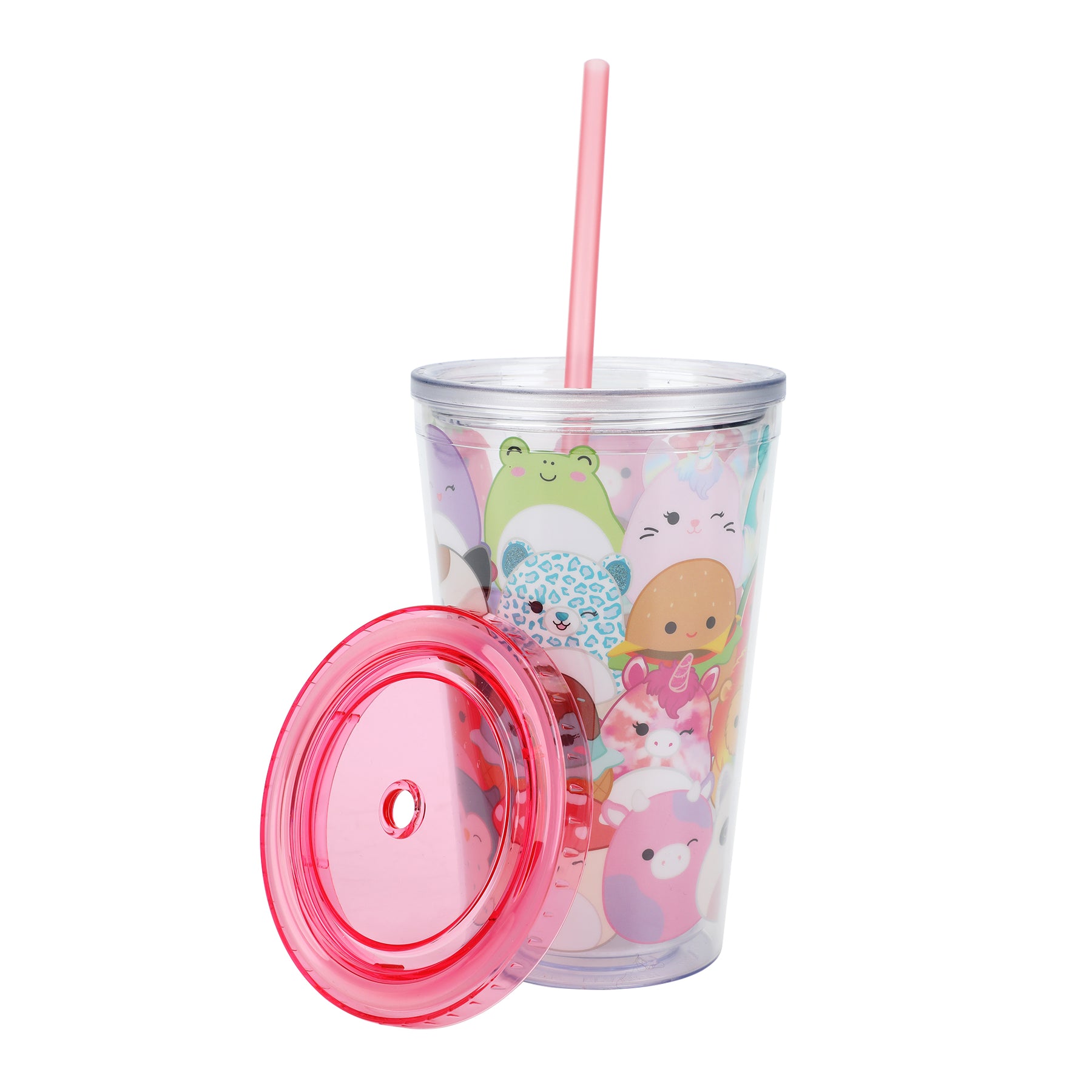 Squishmallows 16 Oz With Straw and Shaped Ice Cubes Acrylic