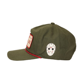 Friday The 13th Camp Crystal Lake Badge Green Retro Grandpa Snapback Hat