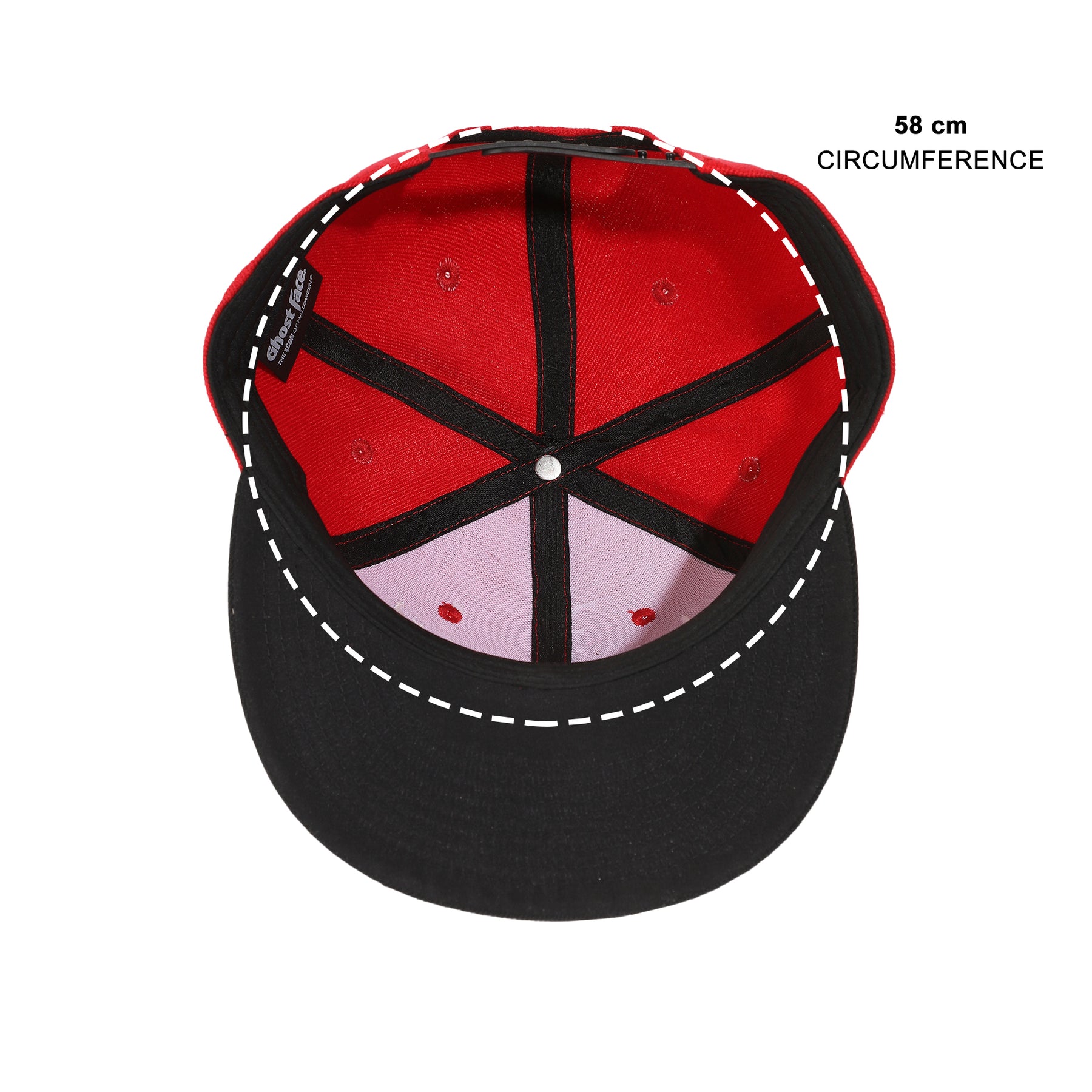 Ghostface Mask Rubber Badge Red Flat Bill Baseball Cap