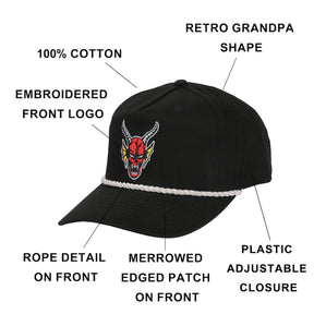 Stranger Things Hellfire Club Demon Head Black Retro Grandpa Snapback Hat