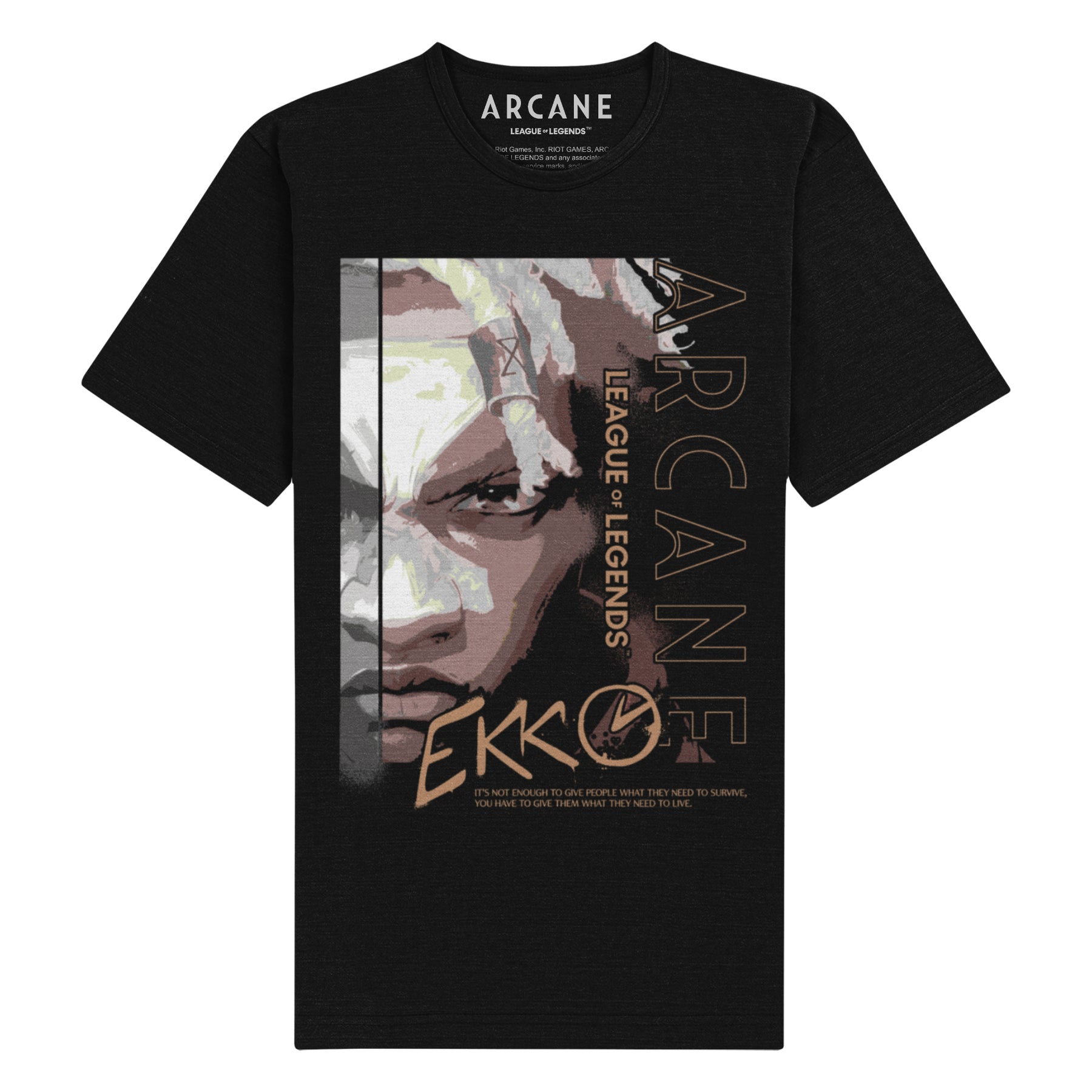 Arcane - Ekko Face Unisex Black T-Shirt