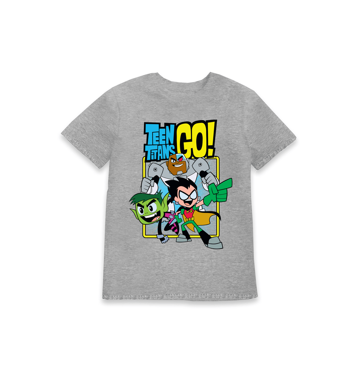 Grey Marl Printed Kids T-Shirt Front