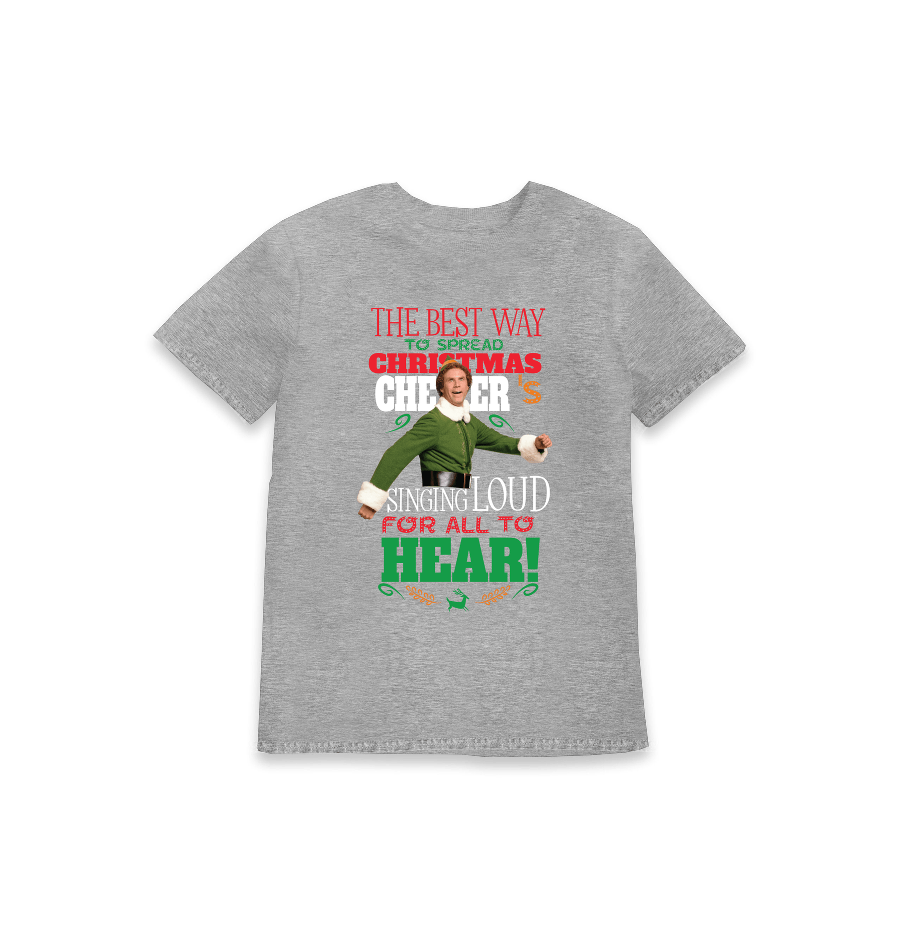 Grey Marl Printed Kids T-Shirt Front