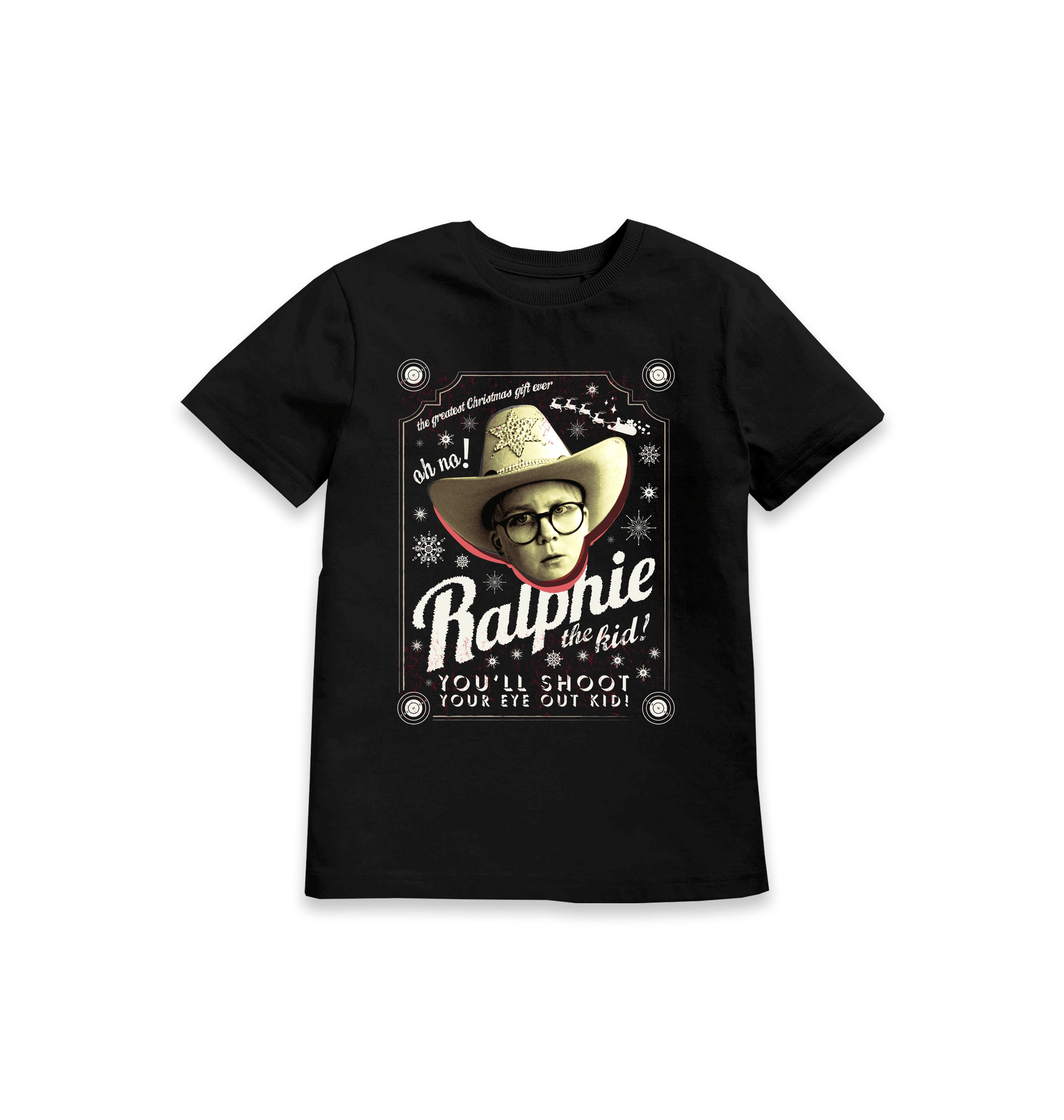 Black Printed Kids T-Shirt Front