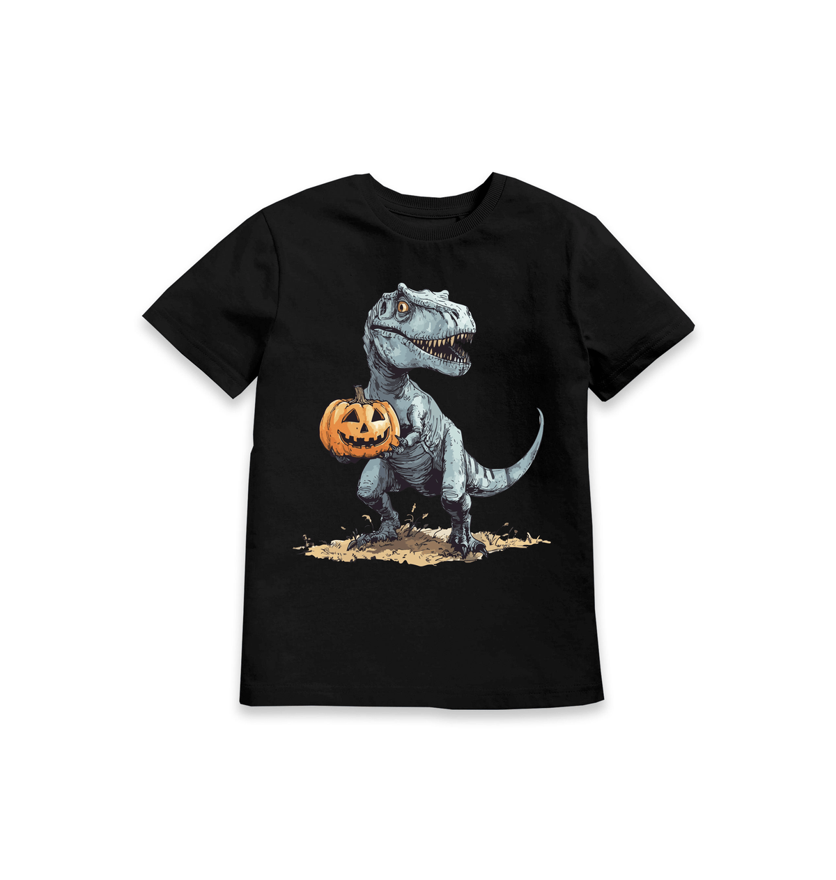 Black Printed Kids T-Shirt Front