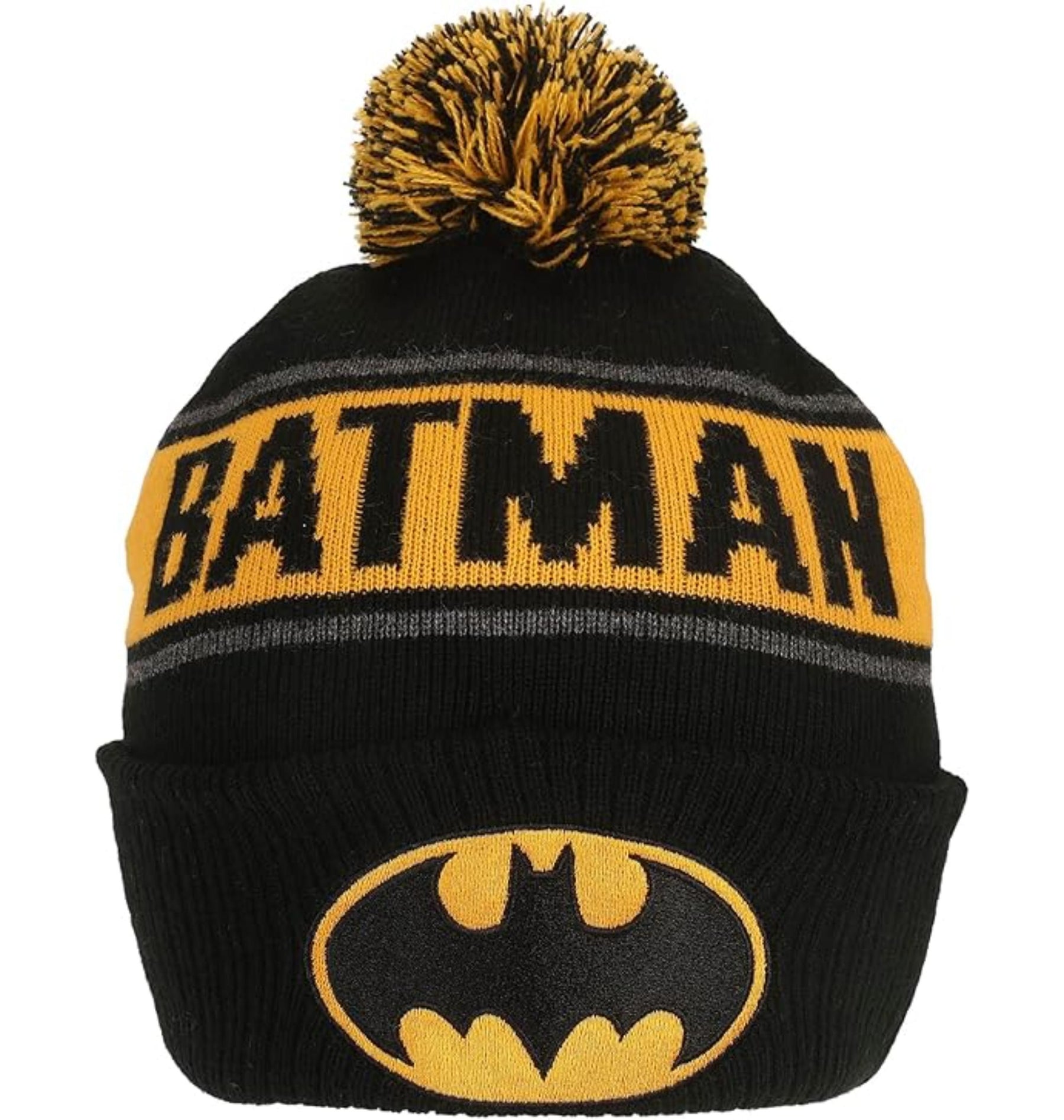 Black & Yellow Beanie Front