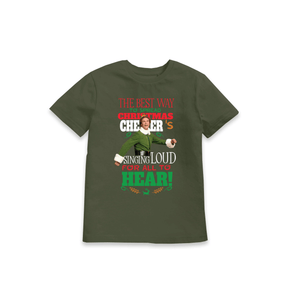 Khaki Printed Kids T-Shirt Front