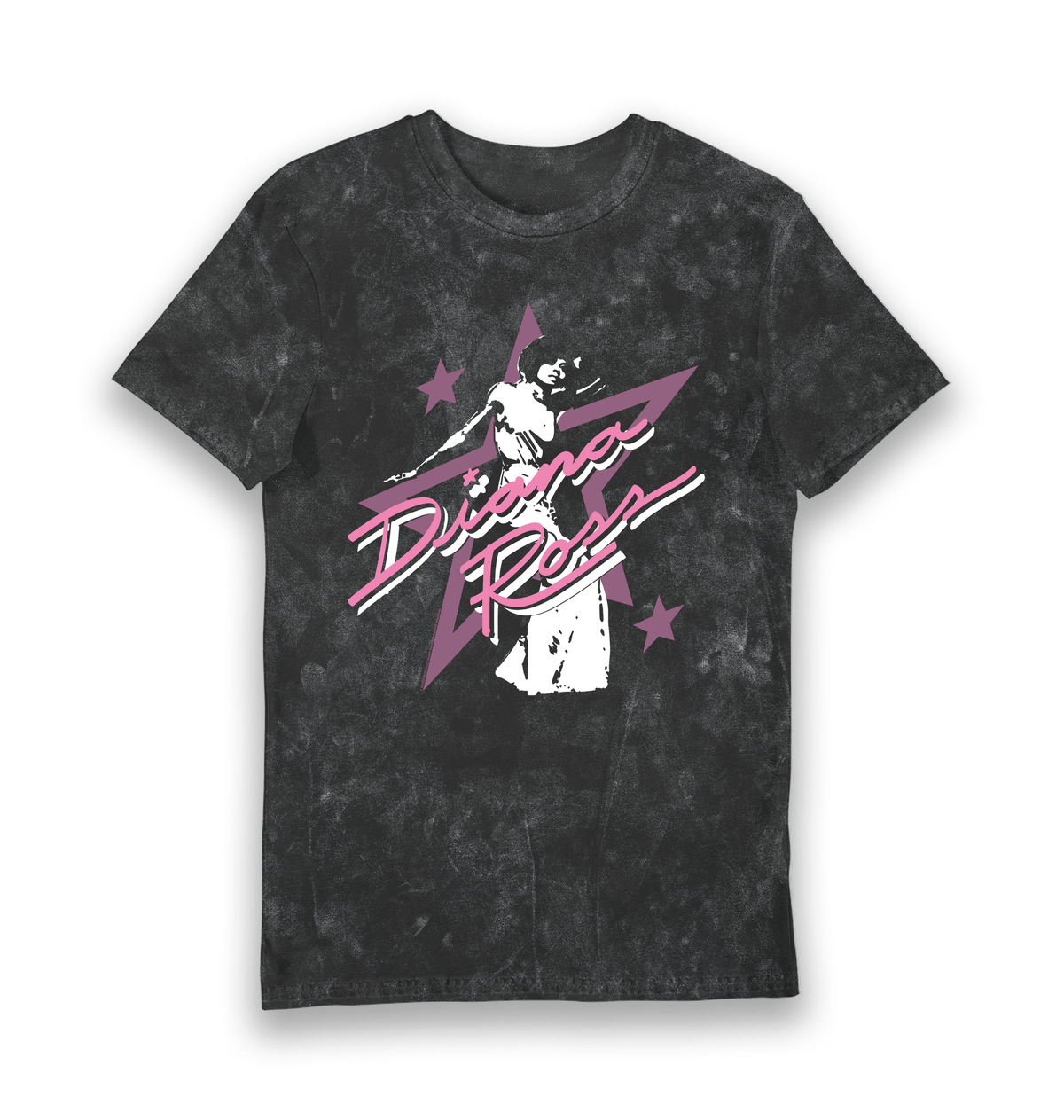 Black Snow Wash Printed T-shirt Front