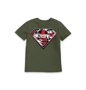 Khaki Printed Kids T-Shirt Front